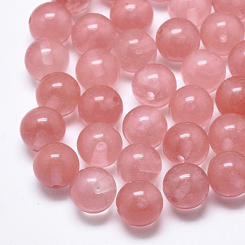 Cherry Quartz Glass Beads, Half Drilled, Round, 12mm, Half Hole: 1.2mm