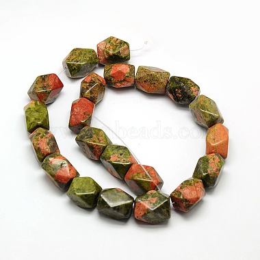 Natural Unakite Faceted Rhombus Beads Strands(G-L235A-10)-2