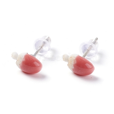 Ensemble de boucles d'oreilles en résine fraise pour fille femme(EJEW-D278-04S)-2
