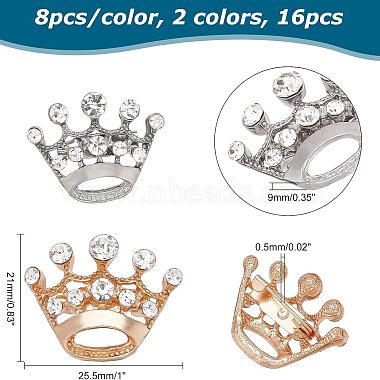 CHGCRAFT 16pcs 2 Colors Crystal Rhinestone Crown Brooches(JEWB-CA0001-10)-2