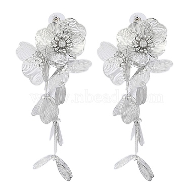 boucles d'oreilles à tige en alliage de fleurs et strass pour femmes(EJEW-Z056-01P)-2