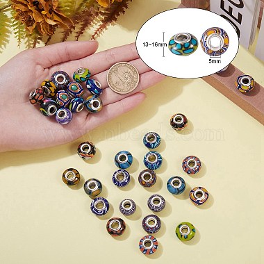 34pcs 17 couleurs perles européennes en pâte polymère faites à la main(CLAY-SZ0001-52)-7
