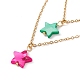 Synthetic Shell Star Pendant Double Layer Necklaces and Dangle Stud Earrings(SJEW-F217-01A-G)-3