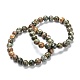 Bracelets de perles extensibles en jaspe rhyolite naturel(G-A185-01S)-3
