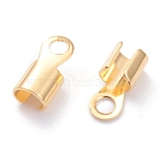 Brass Folding Crimp Ends, Cadmium Free & Nickel Free & Lead Free, Fold Over Crimp Cord Ends, Long-Lasting Plated, Real 18K Gold Plated, 9.5x5x4.5mm, Hole: 2mm, Inner Diameter: 4mm(KK-F824-112G)
