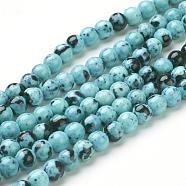Synthetic Ocean White Jade Bead Strands, Dyed, Round, Sky Blue, 10mm, Hole: 1mm, about 38pcs/strand, 15.7 inch(400mm)(G-J350-10mm-07)