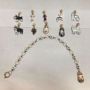 1 Set Acrylic Number Bead Knitting Row Counter Chains & Alloy Enamel Dog & Cat Charm Locking Stitch Markers, Mixed Color, Chain: 16cm, 1pc/set, Marker: 3.3~3.8cm, 10pcs/set(HJEW-BC0001-36)