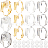 24Pcs 3 Colors Brass Clip-on Earring Converters Findings, with 24Pcs Comfort Plastic Pads, Mixed Color, 15.5x12x7.5mm, Hole: 0.6mm, 8Pcs/color(KK-SP0001-15)