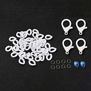DIY Masks Chains Making Kits, Including 304 Stainless Steel Jump Rings, Opaque Acrylic Linking Rings, Transparent Glass Charms and Plastic Lobster Claw Clasps, White, 13.5x10.5x3.5mm, Hole: 1.2mm, 94Pcs/bag(DIY-YW0002-74C)