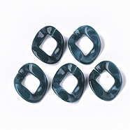 Acrylic Linking Rings, Quick Link Connectors, For Curb Chains Making, Imitation Gemstone Style, Twist, Teal, 36x35x7mm, Inner Diameter: 16x14mm, about: 113pcs/420g(OACR-T021-012C)