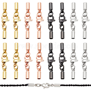 Elite 24Pcs 4 Colors Brass Lobster Claw Clasps, with Cord Ends, Long-Lasting Plated, Mixed Color, 30mm, 6 sets/color(KK-PH0002-97)