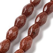 Synthetic Goldstone Beads Strands, Faceted Rice, 12.5x8mm, Hole: 1.2mm, about 16pcs/strand, 7.68''(19.5cm)(G-P520-C03-01)