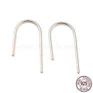 925 Sterling Silver Earring Hooks, Ear Wire No Loop, with S925 Stamp, Silver, 17.5x8x0.7mm(STER-NH0001-39S)