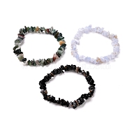 Natural Mixed Stone Chip Beaded Stretch Bracelets for Girl Women, Inner Diameter: 2 inch(5cm), 3pcs/set(BJEW-JB06647)