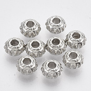 CCB Plastic Beads, Rondelle, Silver Color Plated, 7.5x5mm, Hole: 2mm, about 1216pcs/160g(CCB-T009-36S)