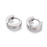 304 Stainless Steel Huggie Hoop Earrings, Hypoallergenic Earrings, Thick Hoop Earrings, Ring Shape, Stainless Steel Color, 10x11.5x3mm, Pin: 1mm(X-EJEW-O087-09E-P)