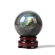 Natural Labradorite Sphere Ornament, Crystal Healing Ball Display Decorations with Base, for Home Decoration, 50mm(PW-WG15772-01)