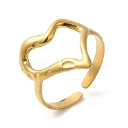 304 Stainless Steel Open Cuff Rings for Women, Hollow Twist Heart, Golden, US Size 7 1/4(17.5mm)(RJEW-H214-02G)