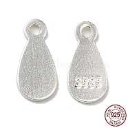 925 Sterling Silver Chain Extender Drop, Chain Tabs, Teardrop Charms, with S925 Stamp, Silver, 8x4x0.5mm, Hole: 0.9mm, about 98pcs/10g(STER-G040-01B)