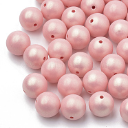 Spray Painted Style Acrylic Beads, Rubberized, Round, Salmon, 10mm, Hole: 1.5mm, about 950pcs/500g(MACR-T010-10mm-05)