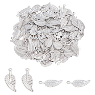 Unicraftale Stainless Steel Charms, Leaf, Stainless Steel Color, 14x6x0.5mm, Hole: 1mm, 120pcs/box(STAS-UN0020-62P)
