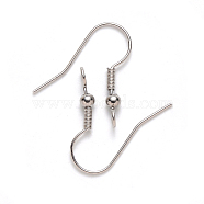 304 Stainless Steel Earring Hooks, Ear Wire, with Vertical Loop, Stainless Steel Color, 19~21x18mm, Hole: 2.5mm, 21 Gauge, Pin: 0.7mm(STAS-S111-003)
