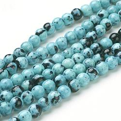 Synthetic Ocean White Jade Bead Strands, Dyed, Round, Sky Blue, 10mm, Hole: 1mm, about 38pcs/strand, 15.7 inch(400mm)(G-J350-10mm-07)