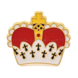 Crown Alloy Enamel Brooches, Colorful, 23.5x27mm(JEWB-I035-07G-02)