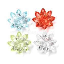 Transparent Acrylic Beads Caps, Flower, Mixed Color, 31x31x9mm, Hole: 1.8mm, about 146pcs/500g(SACR-A006-05)