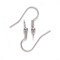 304 Stainless Steel Earring Hooks, Ear Wire, with Vertical Loop, Stainless Steel Color, 19~21x18mm, Hole: 2.5mm, Pin: 0.7mm(STAS-S111-003)