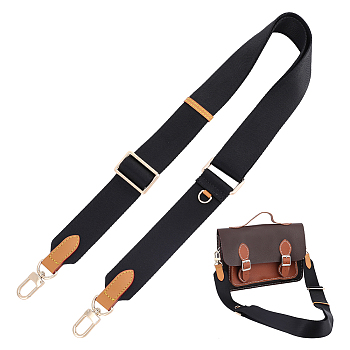 Nylon Adjustable Bag Straps, with Alloy Swivel Clasps, Black, 88.5~136x3.7x0.15cm
