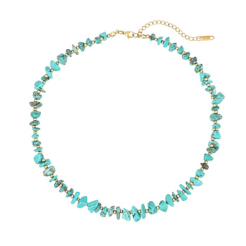 Fashionable Synthetic Turquoise Chip Beads Necklace for Women, 15.75 inch(40cm)