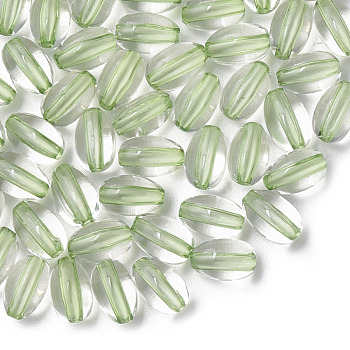 Transparent Acrylic Beads, Oval, Light Green, 9.5x6mm, Hole: 1.5mm, about 2000pcs/500g