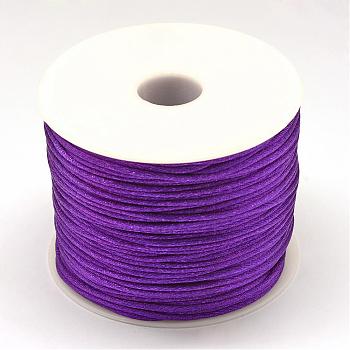 Nylon Thread, Rattail Satin Cord, Dark Violet, 1.5mm, about 100yards/roll(300 feet/roll)