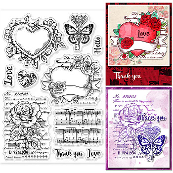 Custom PVC Plastic Clear Stamps, for DIY Scrapbooking, Photo Album Decorative, Cards Making, Heart, 160x110x3mm