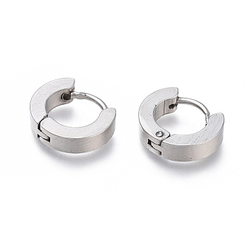 304 Stainless Steel Huggie Hoop Earrings, Hypoallergenic Earrings, Thick Hoop Earrings, Ring Shape, Stainless Steel Color, 10x11.5x3mm, Pin: 1mm