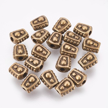 Tibetan Style Alloy Beads, Lead Free & Nickel Free & Cadmium Free, Trapezoid, Antique Bronze Color, 6mm long, 5mm wide, 4mm thick, hole: 1mm