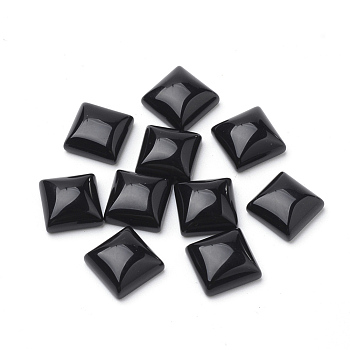 Natural White Jade Cabochons, Dyed, Square, Black, 10x10x5mm