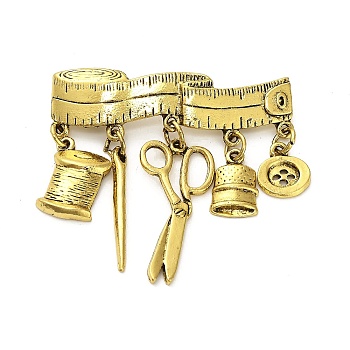 Tailor Alloy Brooches for Backpack Clothes, Antique Golden, 52x51mm
