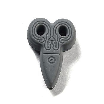Food Grade Silicone Focal Beads, Silicone Teething Beads, Scissor, Gray, 29.5x20x9mm, Hole: 2mm