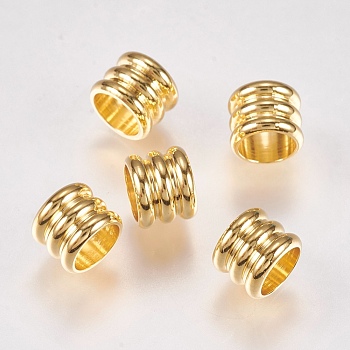 201 Stainless Steel Beads, Column, Golden, 7x5.8~6.5mm, Hole: 5mm