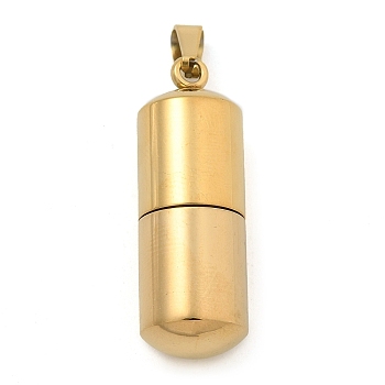 304 Stainless Steel Openable Urn Ashes Pendants, Column Charm, Real 18K Gold Plated, 27x9.5mm, Hole: 5.5x3mm, inner diameter: 6mm