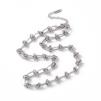 304 Stainless Steel Kont Link Chain Necklace for Men Women, Stainless Steel Color, 15.94 inch(40.5cm)
