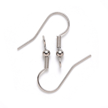 304 Stainless Steel Earring Hooks, Ear Wire, with Vertical Loop, Stainless Steel Color, 19~21x18mm, Hole: 2.5mm, 21 Gauge, Pin: 0.7mm