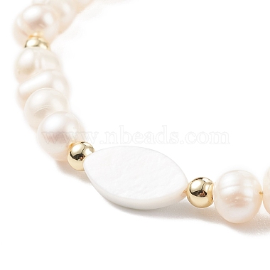 Natural Shell & Pearl Braided Bead Bracelet(BJEW-JB08237-01)-5