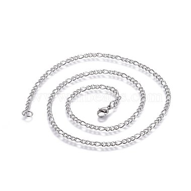304 Stainless Steel Figaro Chain Necklaces(STAS-L221-28P)-2