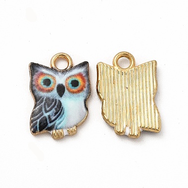 Golden WhiteSmoke Owl Alloy Pendants