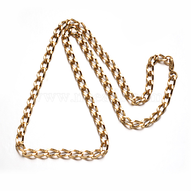 304 Stainless Steel Curb Chain Necklaces(NJEW-M150-01G)-2