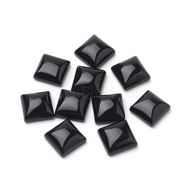 10mm Black Square White Jade Cabochons