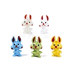 Handmade Lampwork Rabbit Figurine Display Decorations, for Home Desktop Decoration, Mixed Color, 25~27x14~16.5x13~14mm(LAMP-N034-27)